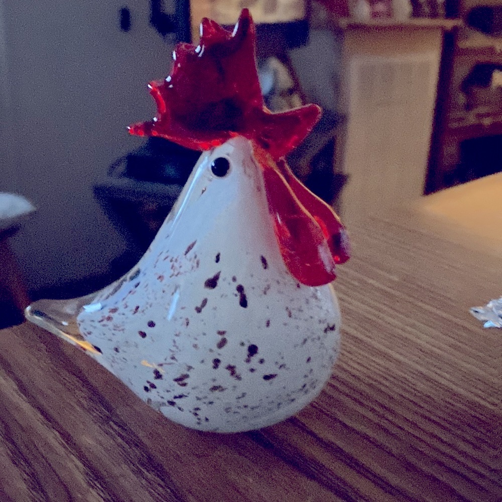 Glass rooster. I accidentally have 2 of these. New. Size is in the photos.